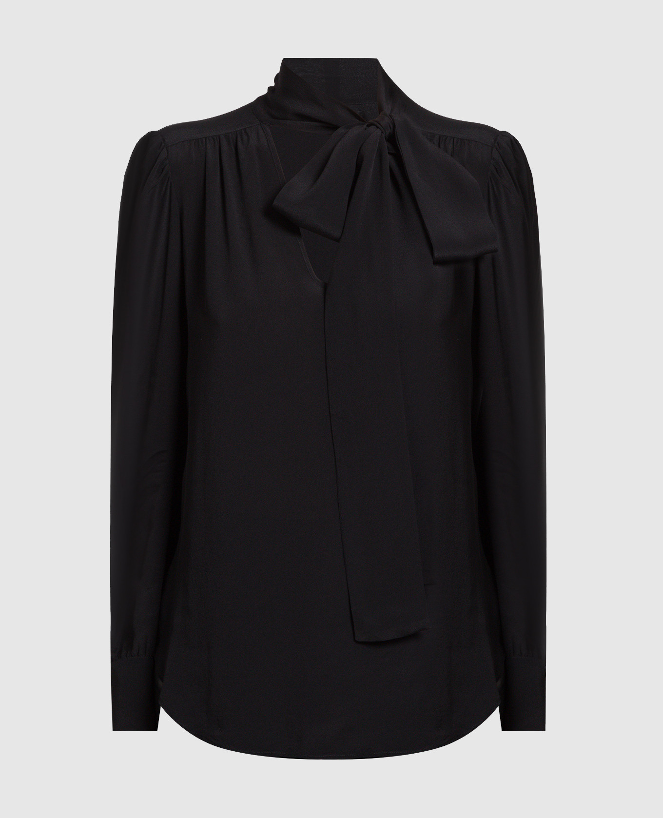 Черная блуза с воротником аскот