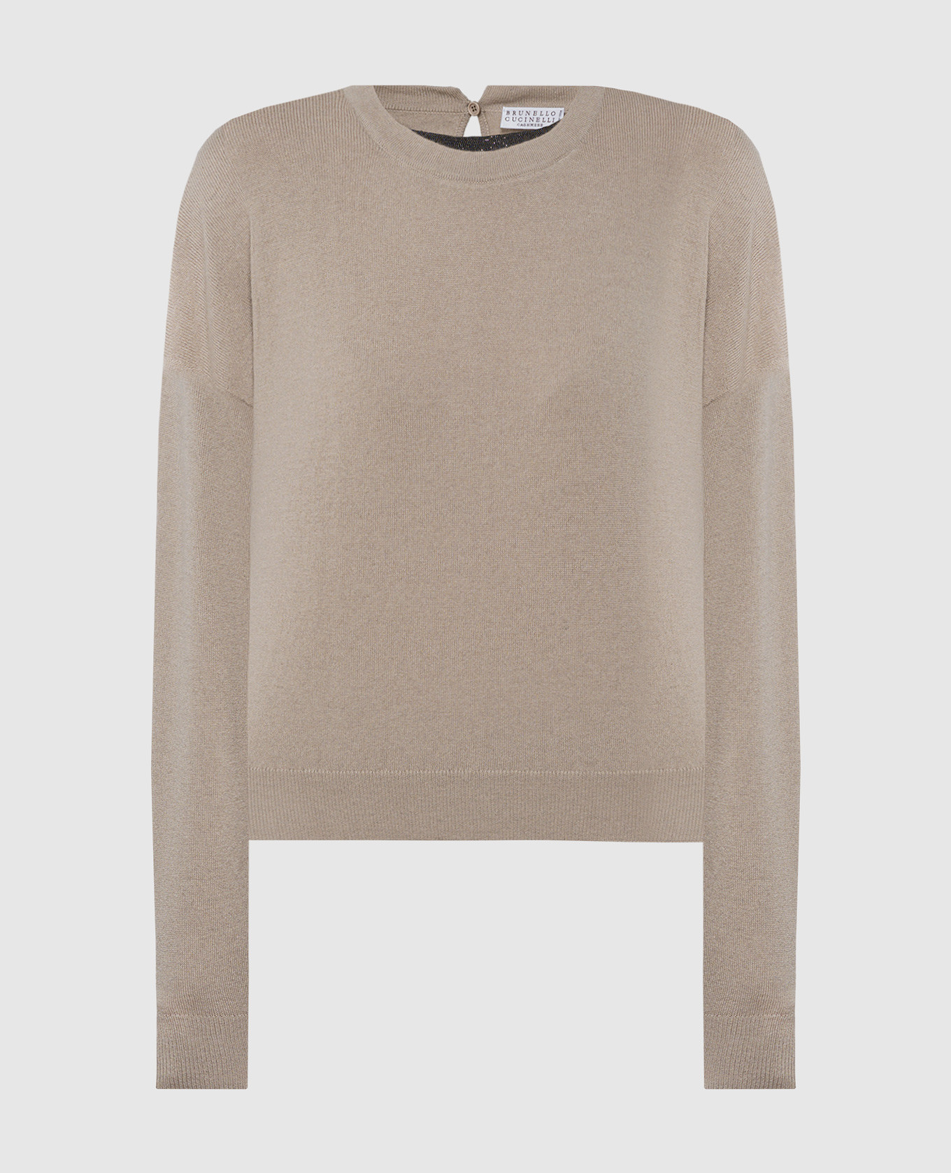 Brown cashmere sweater with monil chain