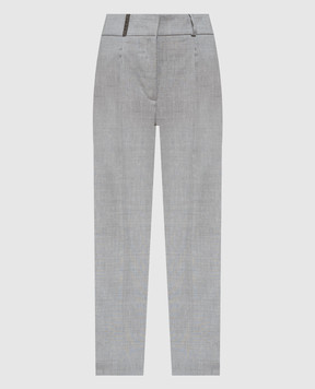 Peserico Сірі штани з вовною і льоном з ланцюжком моніль P04901D