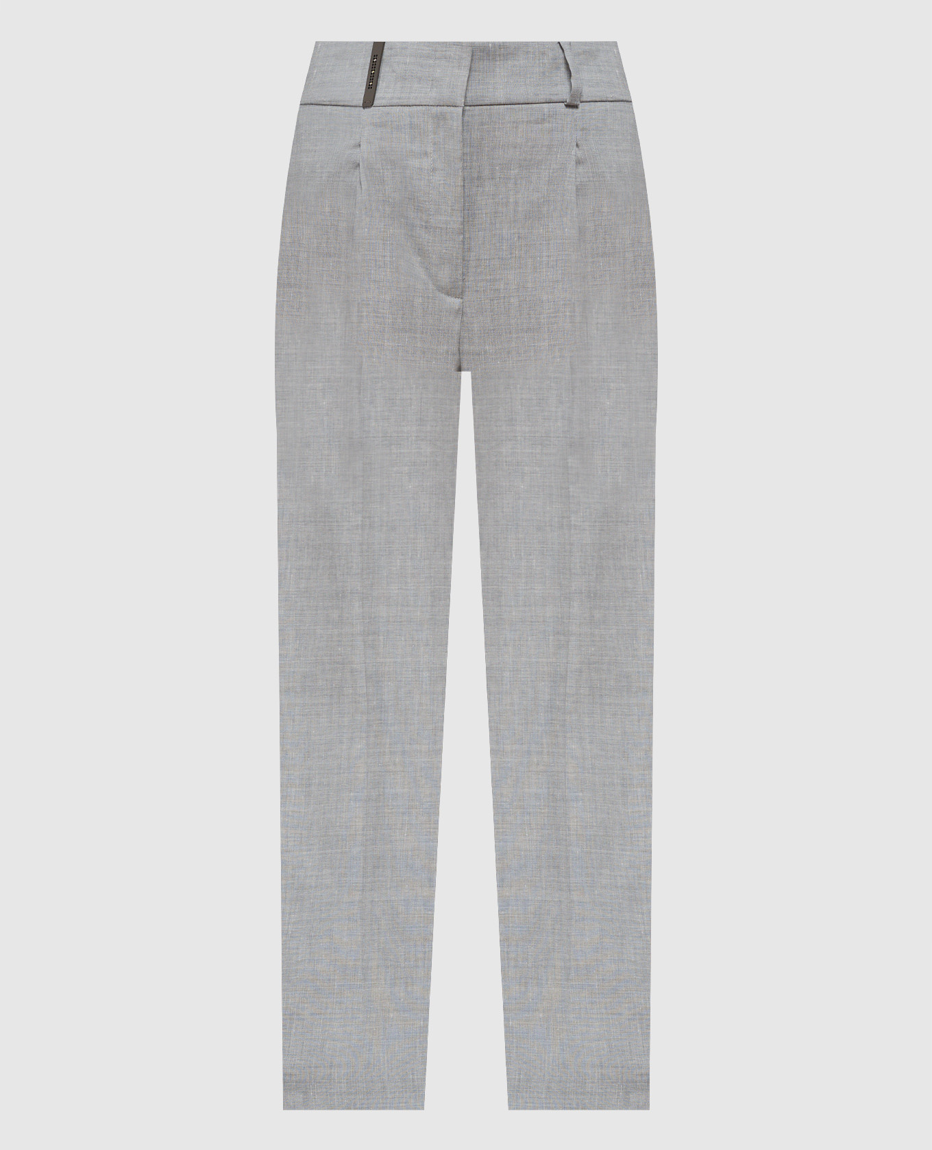 Gray wool and linen trousers with monil chain