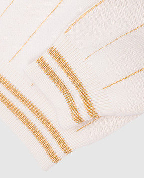 Balmain Детский бежевый свитер в полоску с логотипом BU9P00X00061214