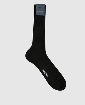 Bresciani Чорні шкарпетки в рубчик з кашеміру і шовку MC016UN0001XX