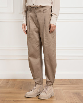 Brunello Cucinelli Коричневі штани з ланцюжком моніль MB017P8485