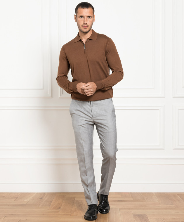 Stefano Ricci Brown cashmere and silk polo shirt K606125P30F23302 image 2
