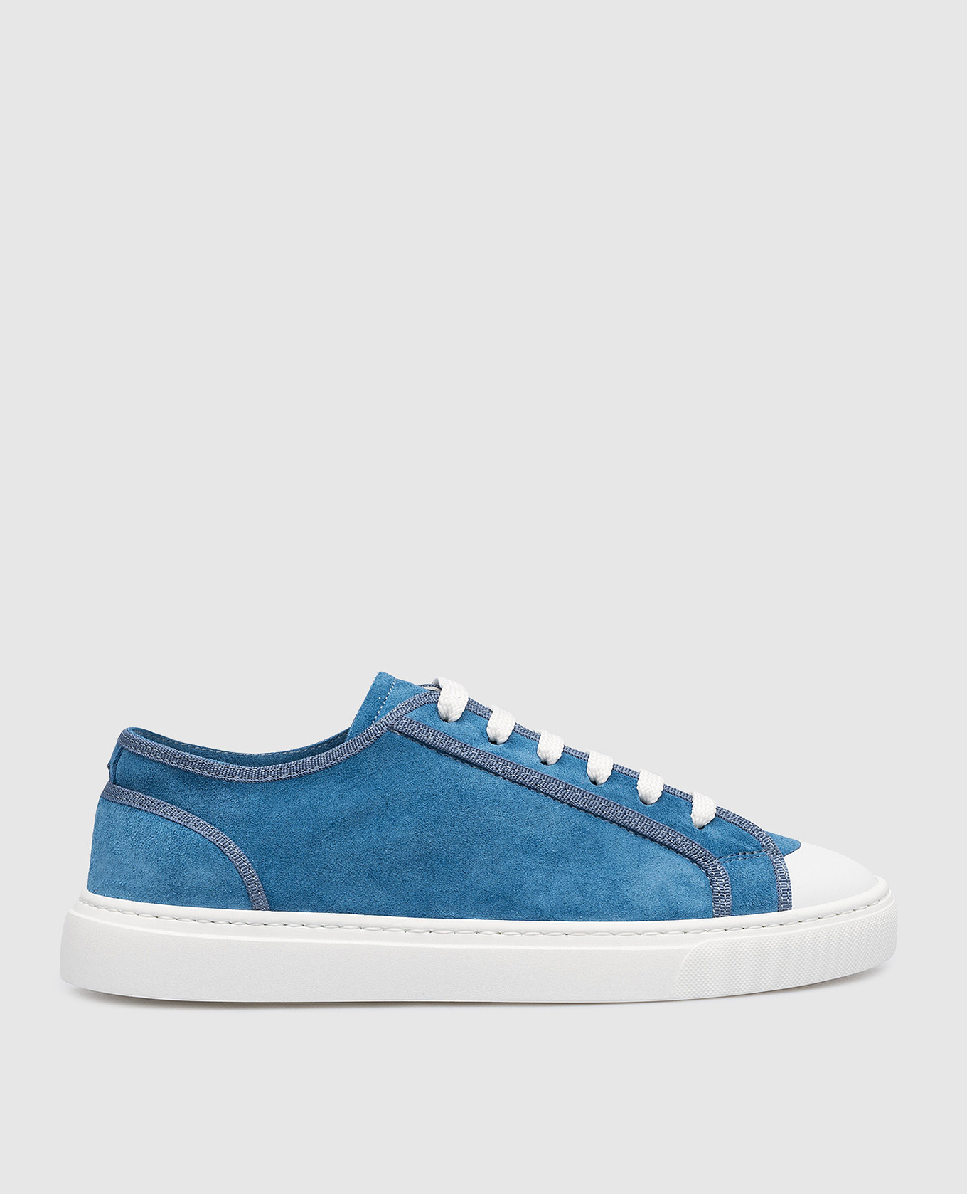 Blue suede sneakers with embossed logo