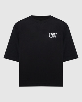 Off-White Чорна футболка з монограмой логотипа OWAA124F23JER007