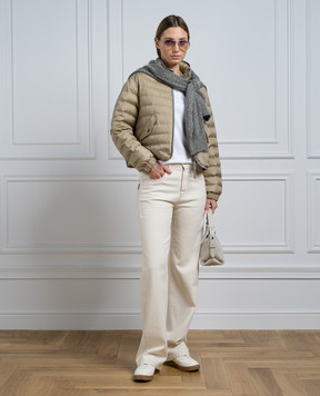 Brunello Cucinelli Біла футболка з ланцюжком моніль з еколатуні M0T81EL330