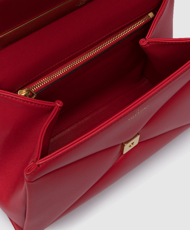 Valentino Красная кожаная сумка-трапеция One Stud 1W2B0K83HHX изображение 4