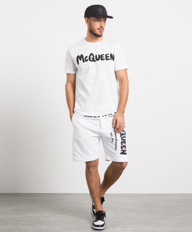 Alexander McQueen Белая футболка с принтом McQueen Graffiti 622104QSZ57 изображение 2