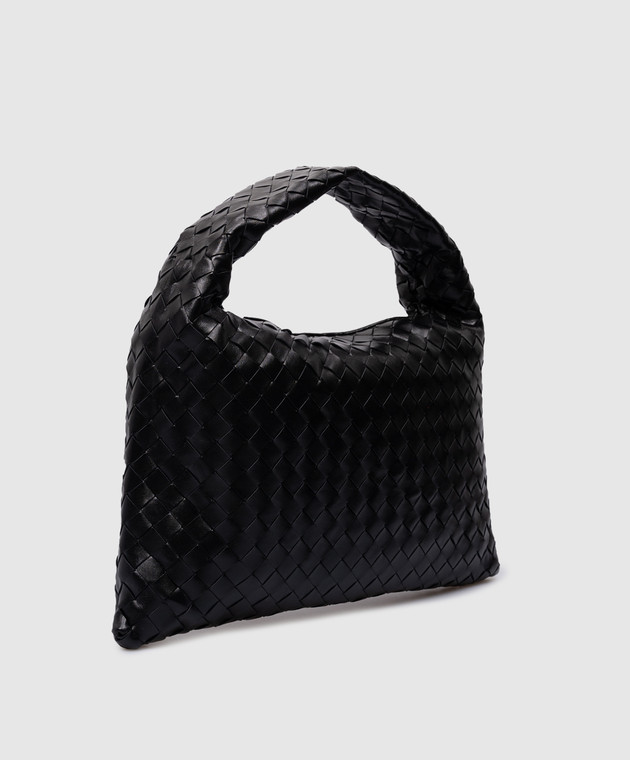 Bottega Veneta Черная кожаная сумка Small Hop с плетением 763966V3IV1 изображение 3