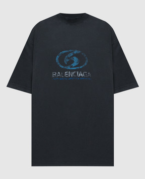 Balenciaga Чорна футболка з ефектом потертості 764235TPVM3