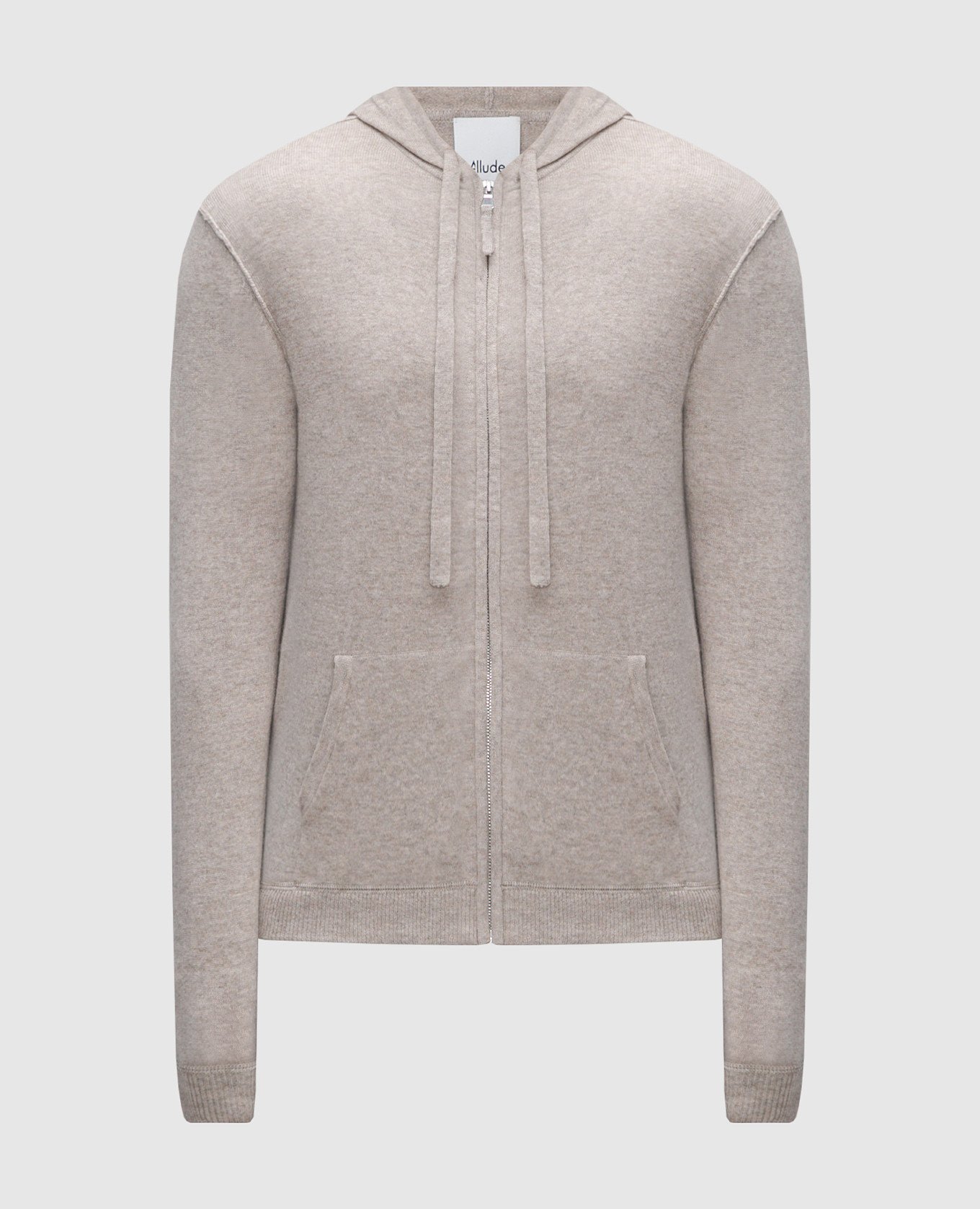 Beige wool and cashmere cardigan with inside-out effect