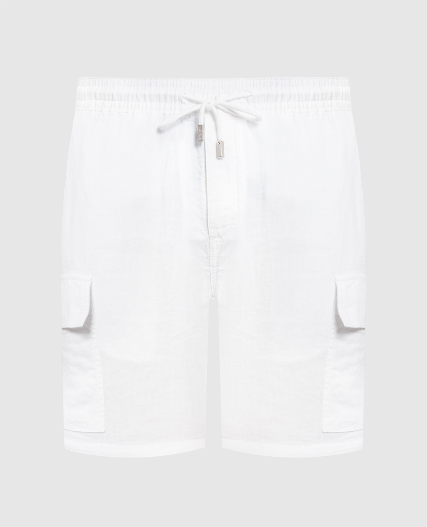 Baie Man white linen cargo shorts