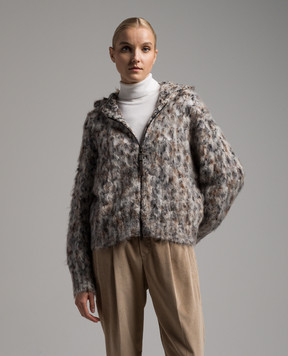 Brunello Cucinelli Сірий ажурний кардиган MTA309406