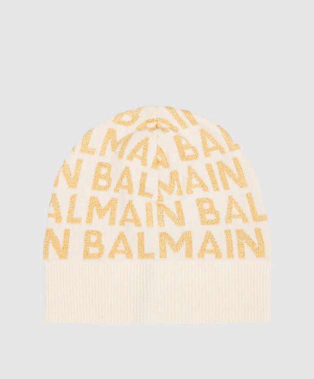 Balmain Children's white logo hat with lurex BT0A37Z1849