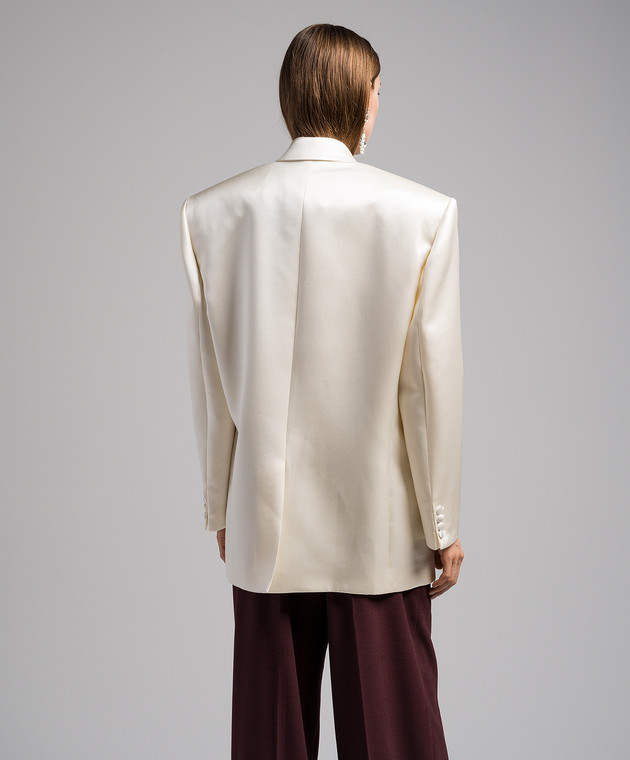 Magda Butrym Білий атласний жакет із шовку і вовни BLAZER04155723 зображення 4