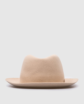 Borsalino Бежевий капелюх з вовни з нашивкою логотипа 390330