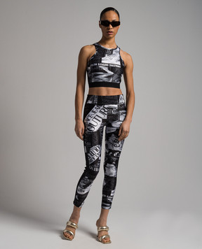 Versace Jeans Couture Чорні легінси в принт Magazine 76HAC114JS301