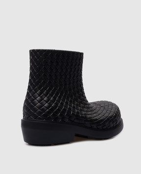 Bottega Veneta Черные резиновые ботинки с тиснением плетения 764422V3OE0
