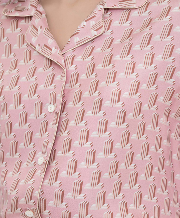 Lanvin Рожева шовкова сорочка у візерунок JL RWSI00025210 зображення 5