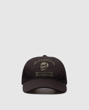 Alexander McQueen Чорна кепка з вишивкою Varsity Skull 7594504105Q