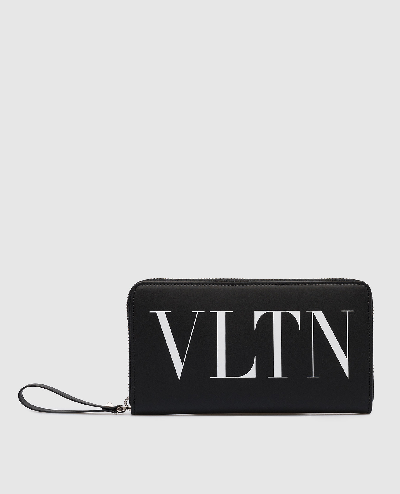 Черный кожаный кошелек с контрастным логотипом VLTN