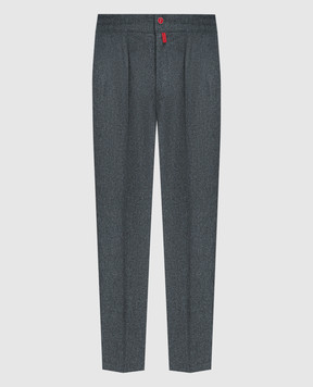 Kiton Серые брюки из шерсти с логотипом UPLACK0131C