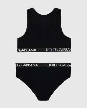 Dolce&Gabbana Дитячий чорний набір із топа та трусиків L5J713FUGNE