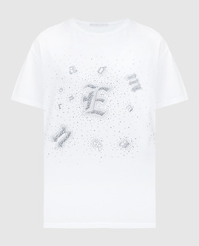 Ermanno Scervino Белая футболка с кристаллами D382L735YOP