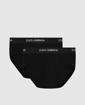 Dolce&Gabbana Детский набор черных слепых трусиков с логотипом. L4J700G7OCT