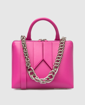 The Attico Pink leather Monday bag with logo 231WAH03L019