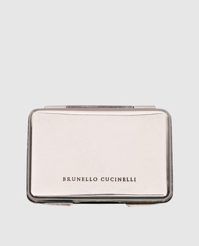 Brunello Cucinelli Серебристый кейс для пластиковых карт с гравировкой логотипа MLNKU365