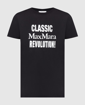 Max Mara Черная футболка Gerard с контрастным принтом GERARD