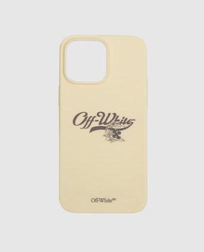 Off-White Бежевый чехол для Iphone 14 Pro с логотипом OWPA057S23PLA003