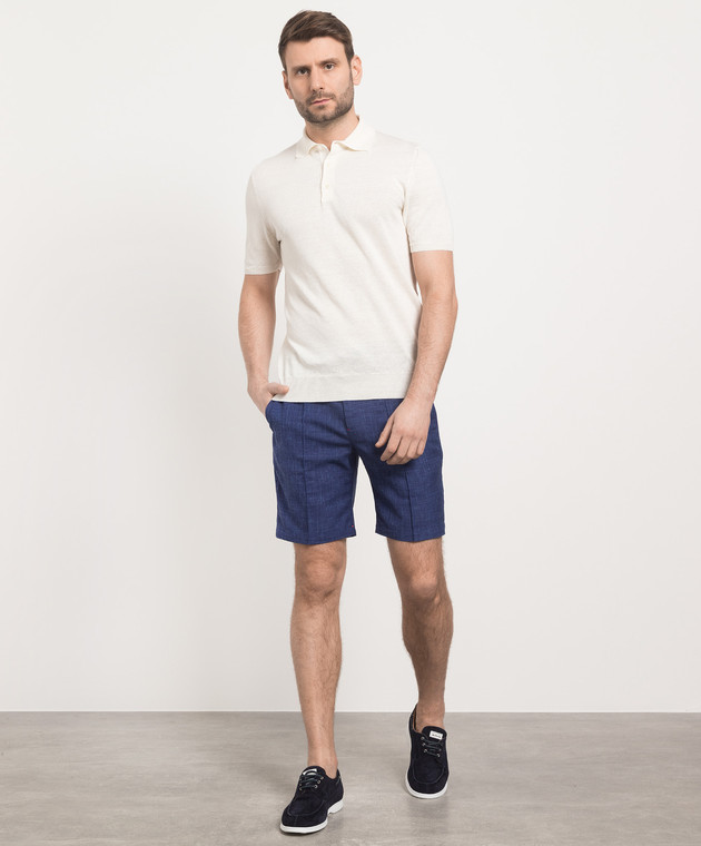 ISAIA Blue shorts made of wool, silk and linen PNC02181601 изображение 2