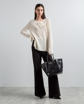 Ermanno Scervino Бежевий джемпер з кашеміру з аплікацією D435M308RPYU