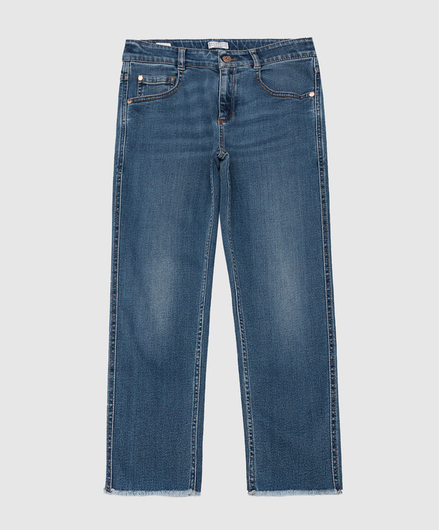 Brunello Cucinelli Children's blue jeans with a distressed effect BA182P422B