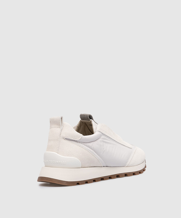 Brunello Cucinelli Серые комбинированные кроссовки с цепочкой мониль MZSFG2127 изображение 3