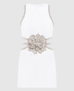 LOU LOU Белое платье мини с кристаллами 0205