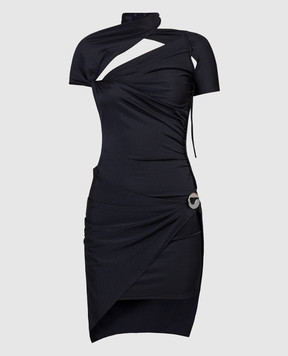 Coperni Черное платье мини с металлической эмблемой логотипа COPJS55545
