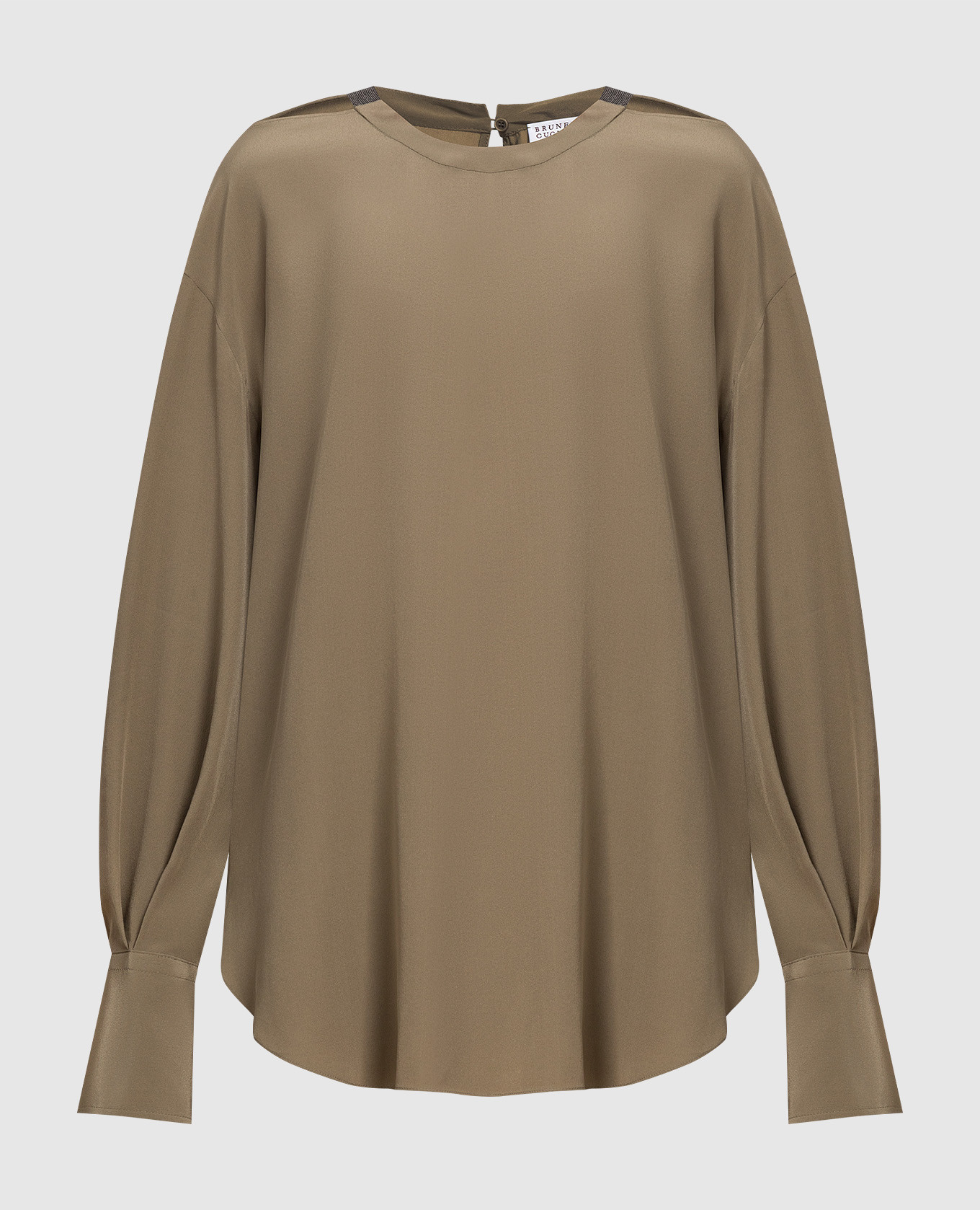 

Оливковая блуза из шелка с эколатунью, Хаки, Блузы