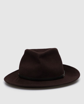Peserico Темно-коричневий капелюх з ланцюжком моніль S36122C009633
