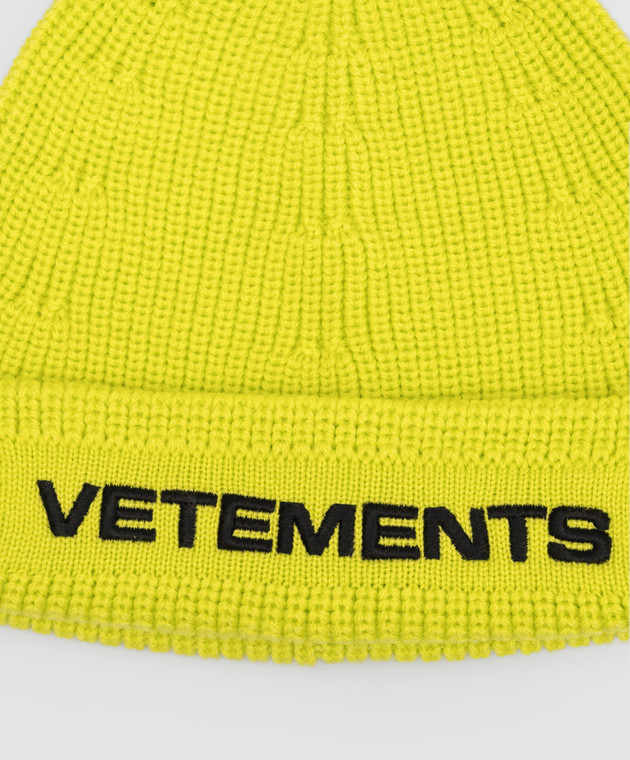 Vetements Green wool cap with logo embroidery UE54HA100Y image 4