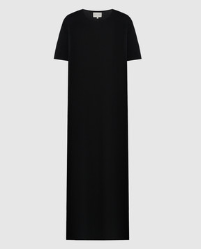 Lou Lou Studio Чорна сукня міді SARUE з вишивкою логотипа ARUE