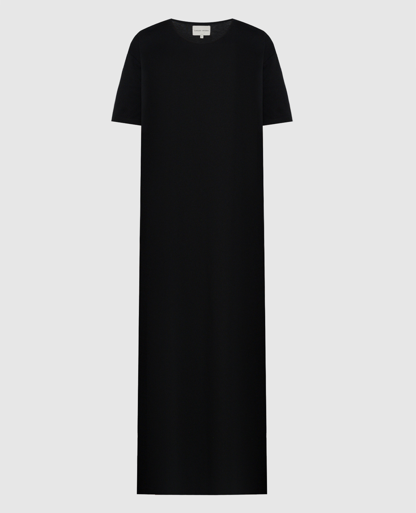 Черное платье миди SARUE с вышивкой логотипа