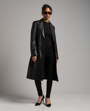 Helmut Lang Черный кожаный плащ N09HW402