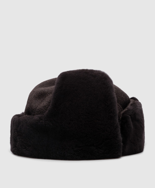 Enrico Mandelli Brown hat-ears made of cashmere with mink fur CAP5734816 image 3