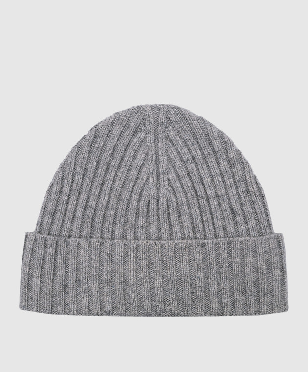 Cashmere&Whiskey Gray ribbed cashmere hat 201C