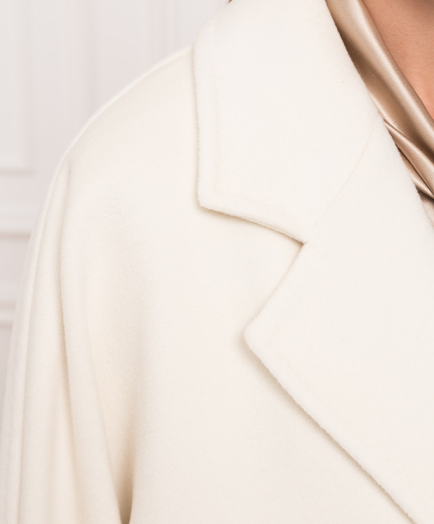 Max Mara Белое двубортное пальто Guinea из шерсти и кашемира GUINEA изображение 5