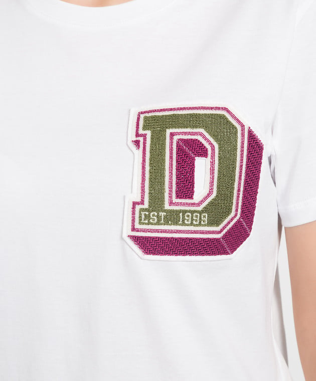 Dondup White t-shirt with logo patch S746JF0271DFS9 изображение 5